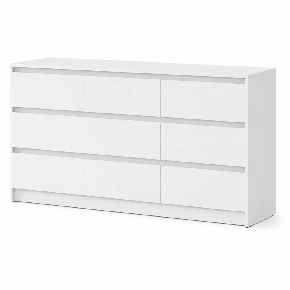 Cassettiera a 8 cassetti in legno MDF con finitura bianca