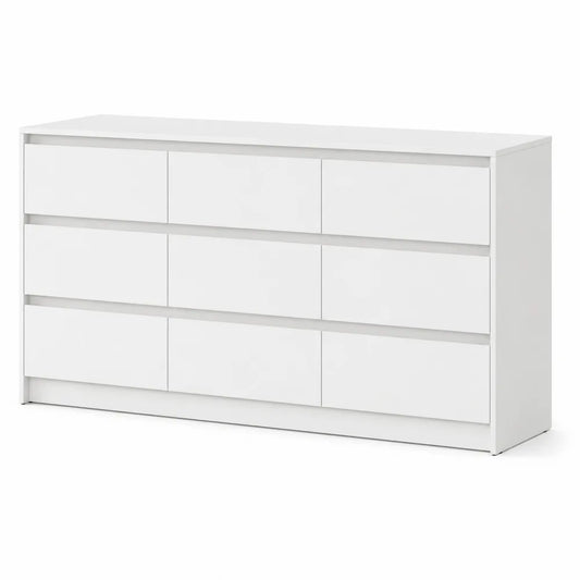 Cassettiera a 8 cassetti in legno MDF con finitura bianca