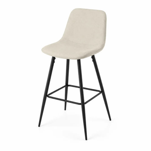 Sgabello da bar in tessuto poliestere beige e metallo