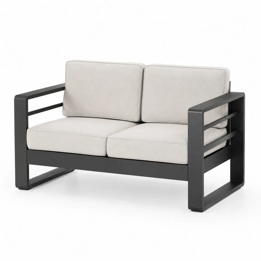 Divano da esterno in alluminio con cuscini in poliestere beige