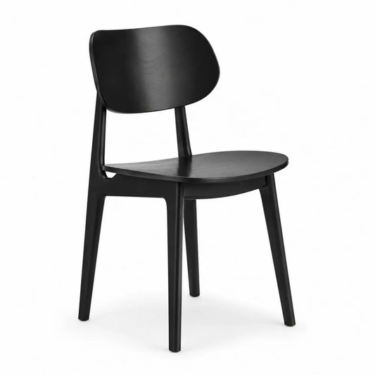 Sedia in legno nero con schienale arrotondato