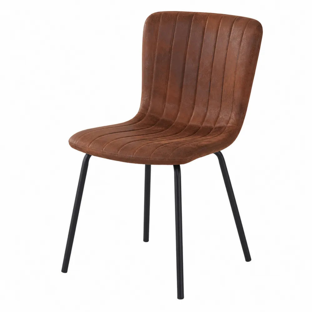 Sedia da pranzo in similpelle marrone con gambe in metallo