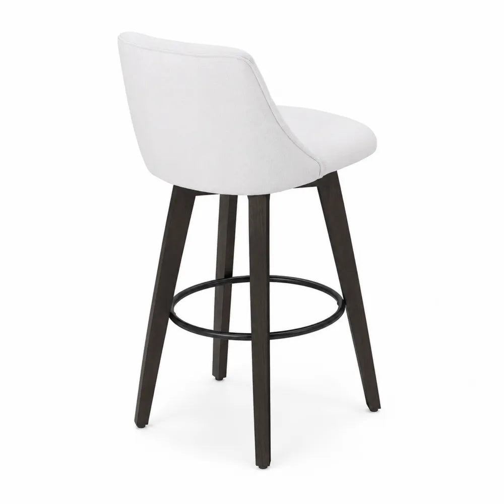 Sgabello da Bar in Tessuto con Gambe in Legno