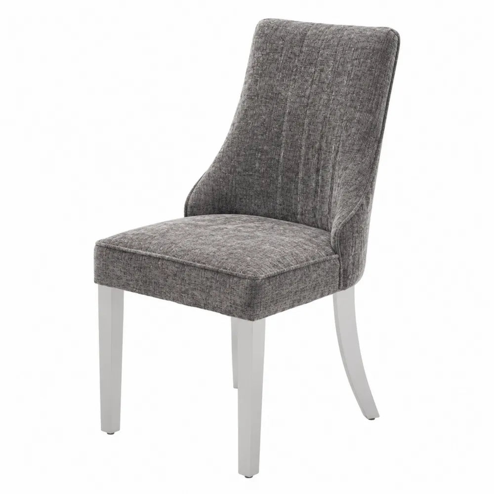 Sedia in tessuto grigio con gambe in legno massello