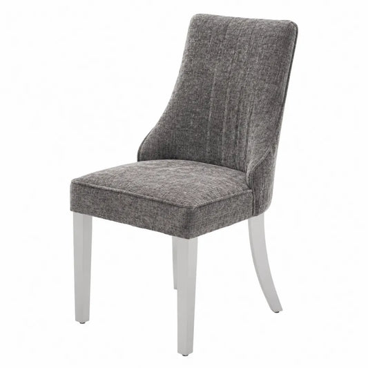 Sedia in tessuto grigio con gambe in legno massello