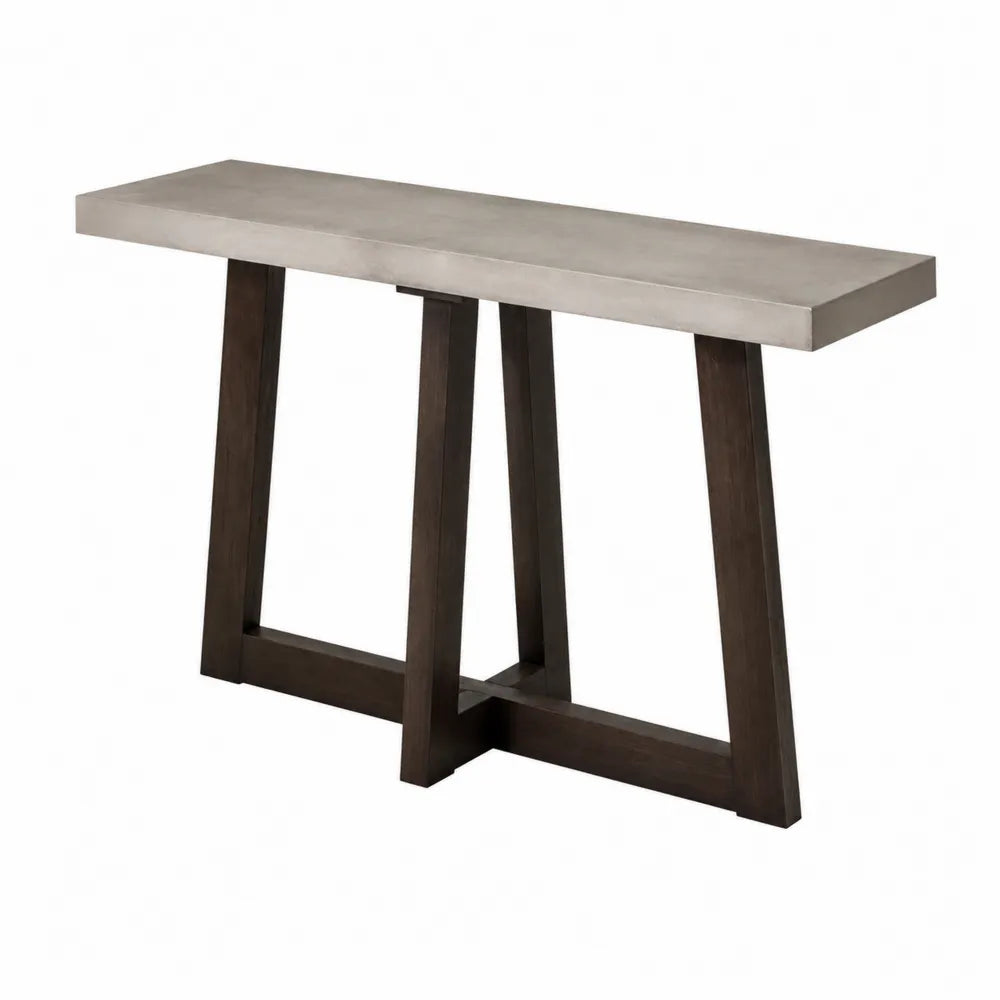 Tavolo Consolle in Cemento e Legno Massello 120x40x75 cm