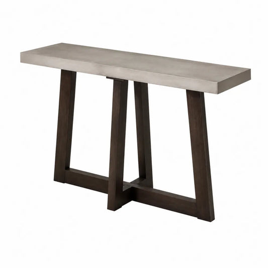 Tavolo Consolle in Cemento e Legno Massello 120x40x75 cm