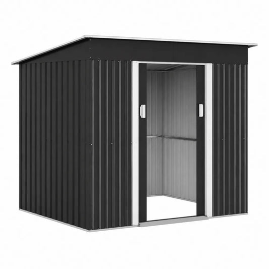 Capannone da Giardino in Metallo Nero 213x127x185 cm